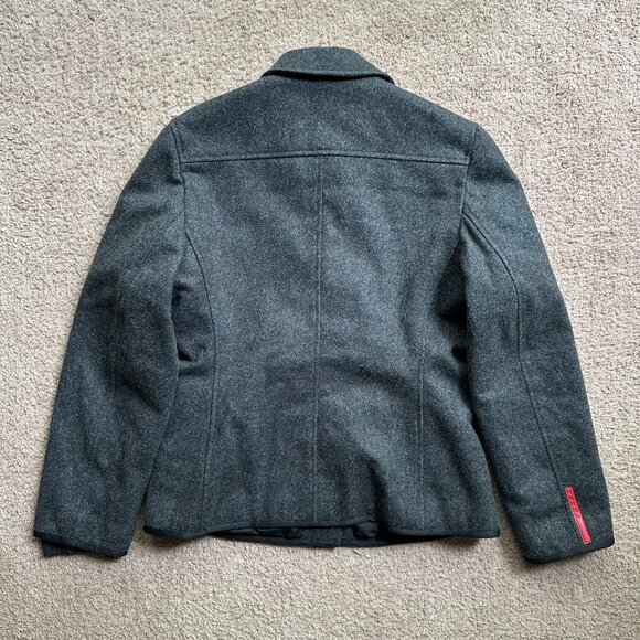 Prada Jacket Womens 44 Vtg 100% Wool US Size 8 1A8004 Authentic Grey Full Zip - Picture 2 of 14
